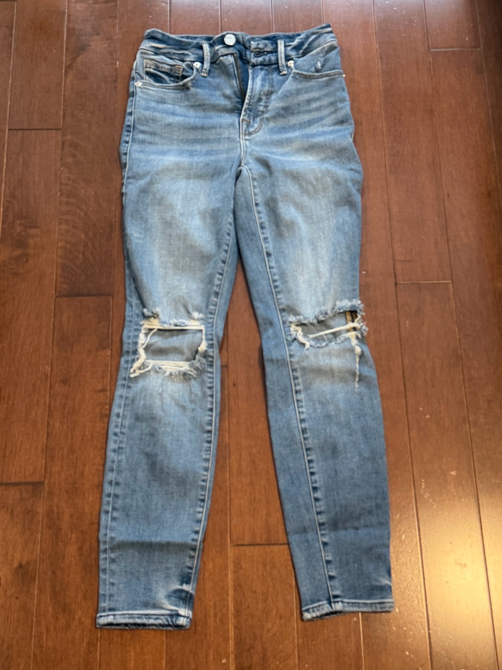 Good American Light Blue Ripped Skinny Jeans